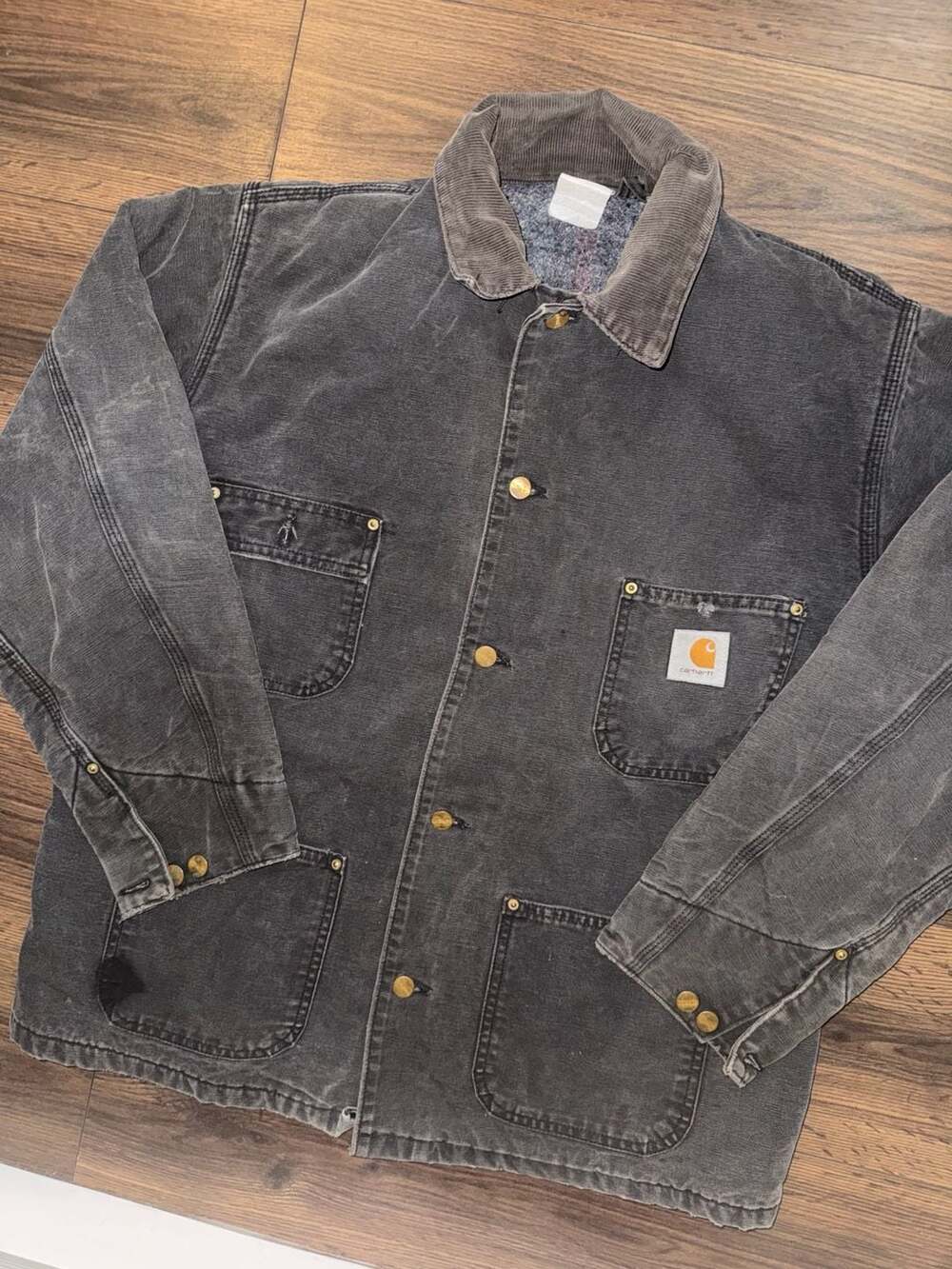 Carhartt Blanket Lined Chore Jacket Black Size Medium